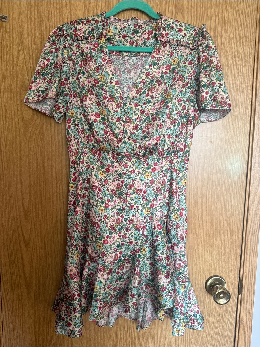 Sandro Floral Short Sleeve Flutter Dress